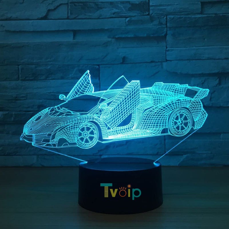 Tvoip 7 Color Changing Night Lamp 3D Atmosphere Bulbing Light 3D Visual Illusion LED Lamp for Kids Toy Christmas Birthday Gifts (Racing Car) - Image 5